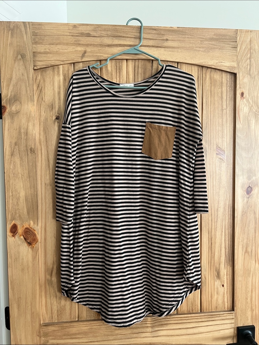 Striped Long Sleeve Pocket Tunic - Black & Cream